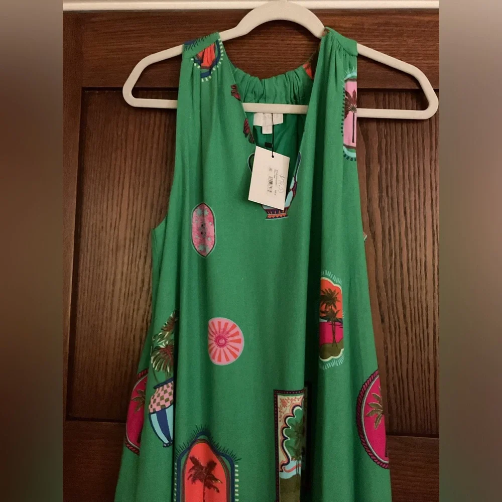 NWT Sugarlips Kelly Green Tropical Palm Print Lined Maxi Dress – Size Small